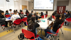 student watching a screen