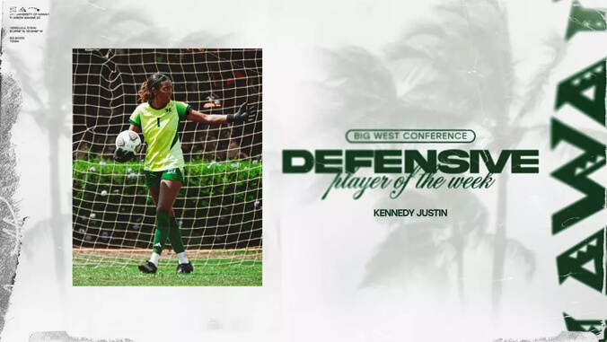 Kennedy Justin, Big West Defensive Player of the Week graphic