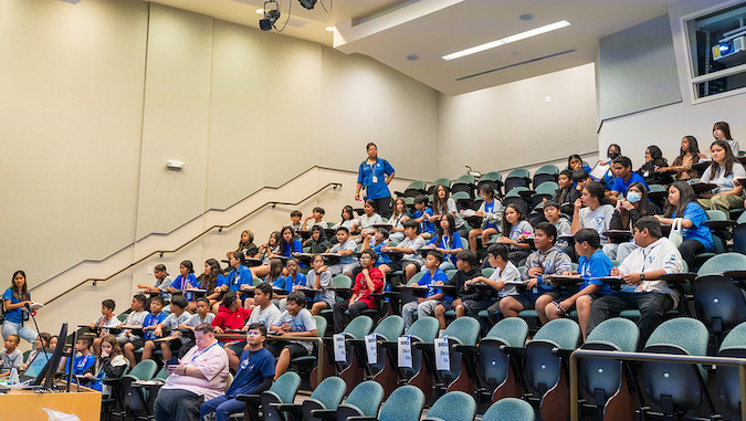 auditorium filled with students