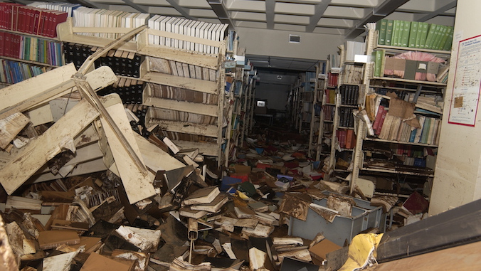 flood damage to library stacks