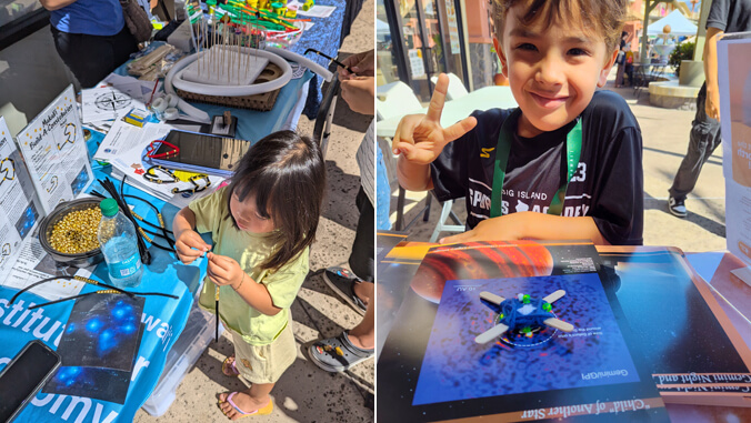 side by side pics of keiki at astroday tables