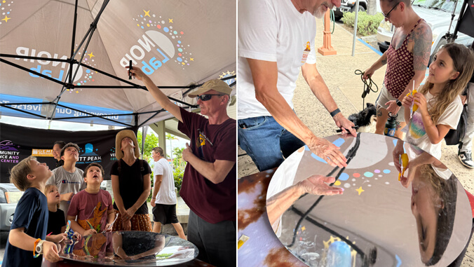 side by side pics of keiki at astroday tables