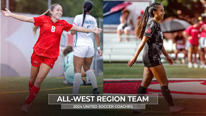 Alyssa Padron and Teani Arakawa on the soccer field