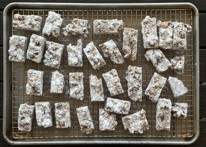 Date sticks on a cooling rack