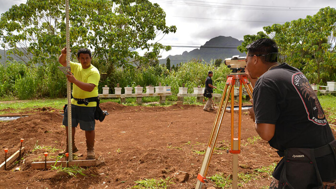 Students working outside