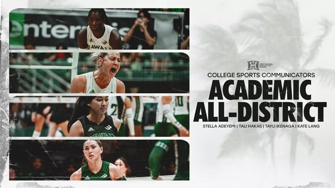 4 U H volleyball players, Academic All-District graphic