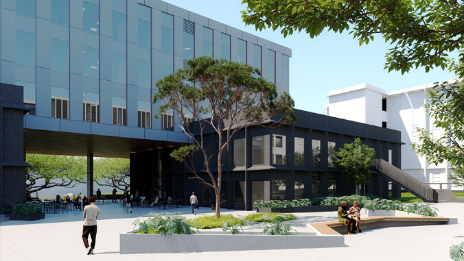 Exterior render of the Snyder replacement building