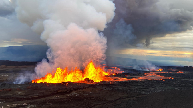 volcano erupting