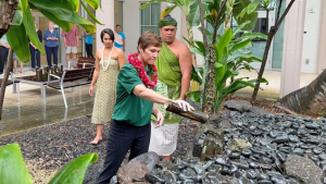 person giving an offering