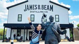 Abe in front of James B. Beam distillery