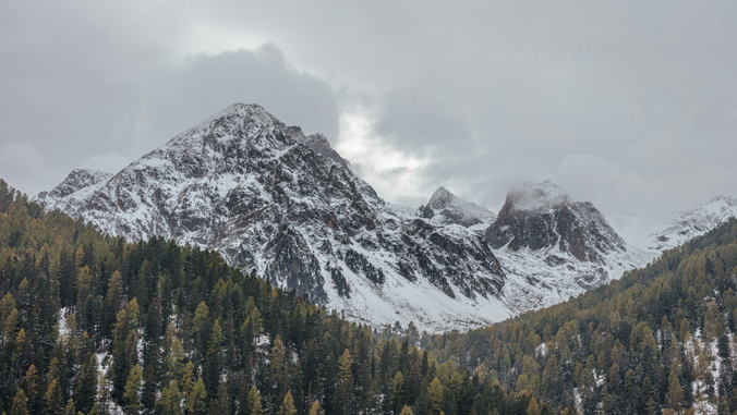 mountains and clouds with snow