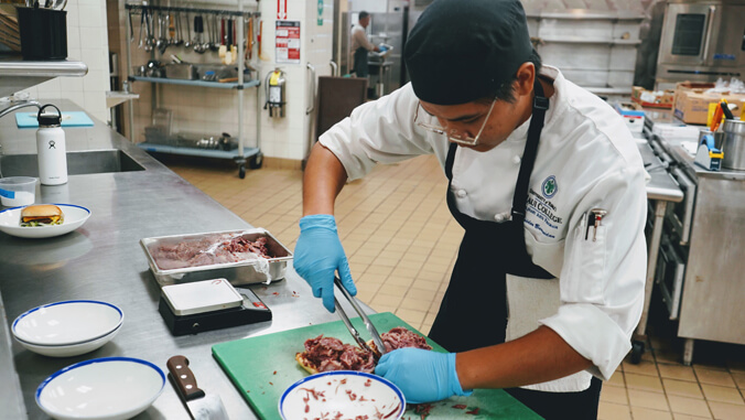 Student preparing food