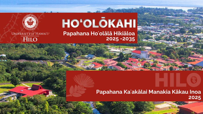 Hilo campus with Ho olokahi wording