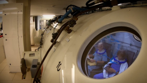 peekhole shows inside of the treatment chamber