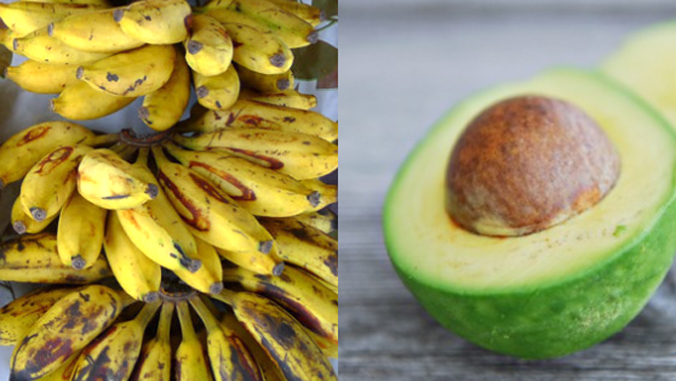 photos of bananas and avocados