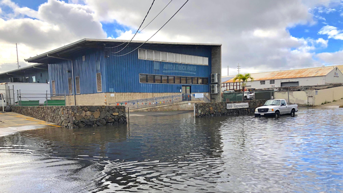 flooding outside a building