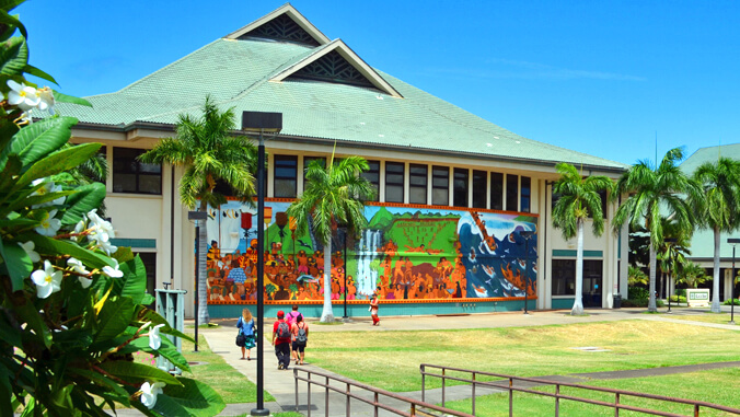 U H Maui College building with mural on it