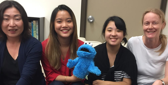 photo of Dr. Hirose, Victoria Lee, Cookie Monster, Michelle Akamine, Dr. Grüter