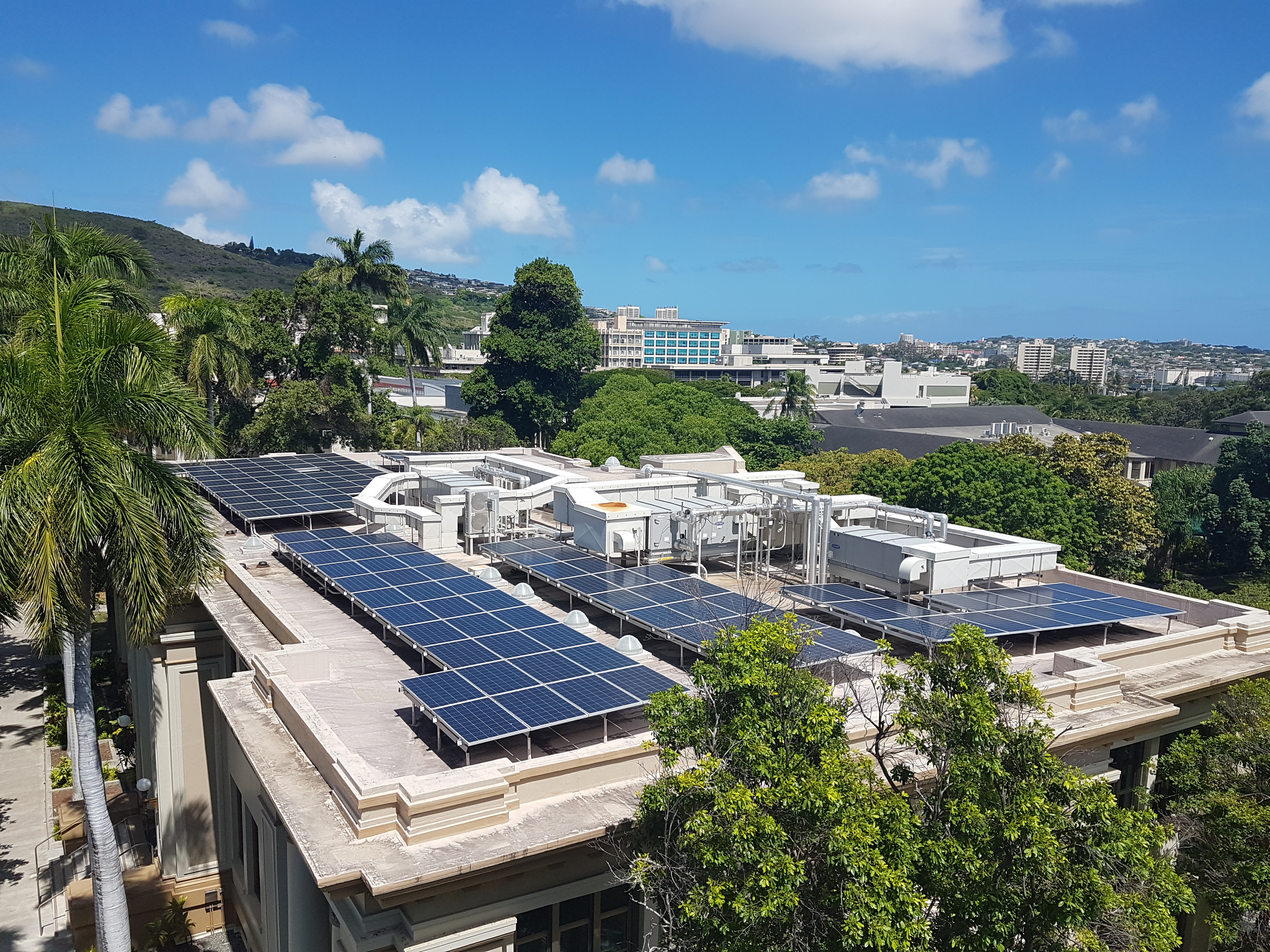 Rooftop photovoltaic panels on Gartley Hall