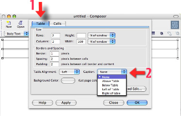 image showing how to access caption tag in Mozilla Composer 2