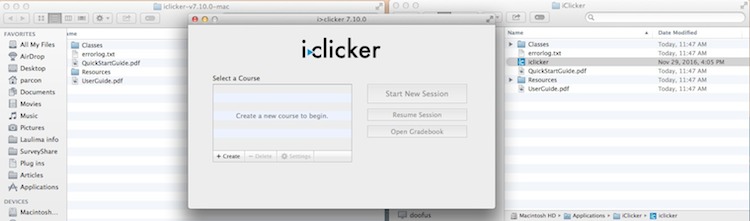 iclicker application window
