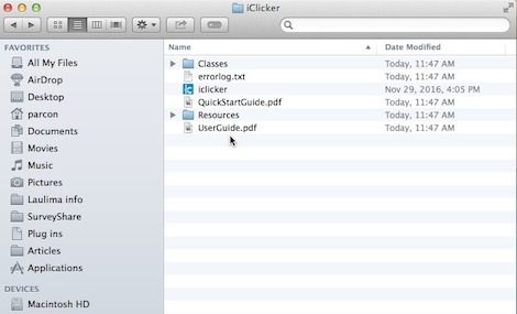 iclicker folder with newly created files
