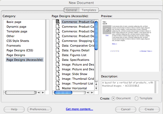 image of DreamWeaver Templates